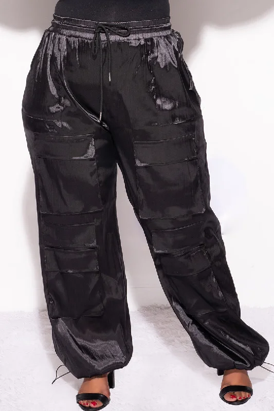 Final Sale Plus Size Cargo Pants in Black Chic Capri Pants