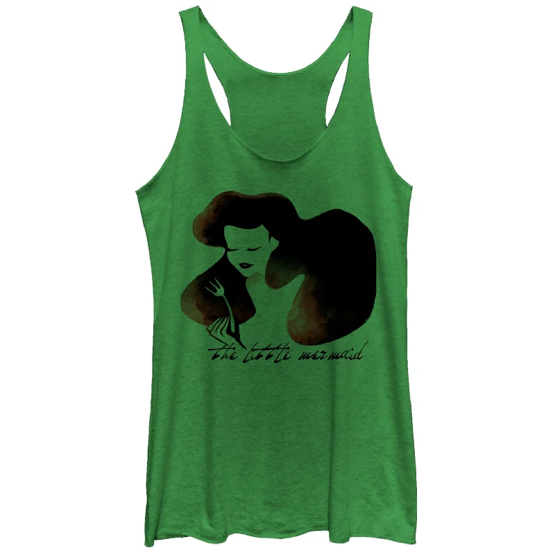 Women's The Little Mermaid Ariel Watercolor Fork Print Racerback Tank Top halter tank top