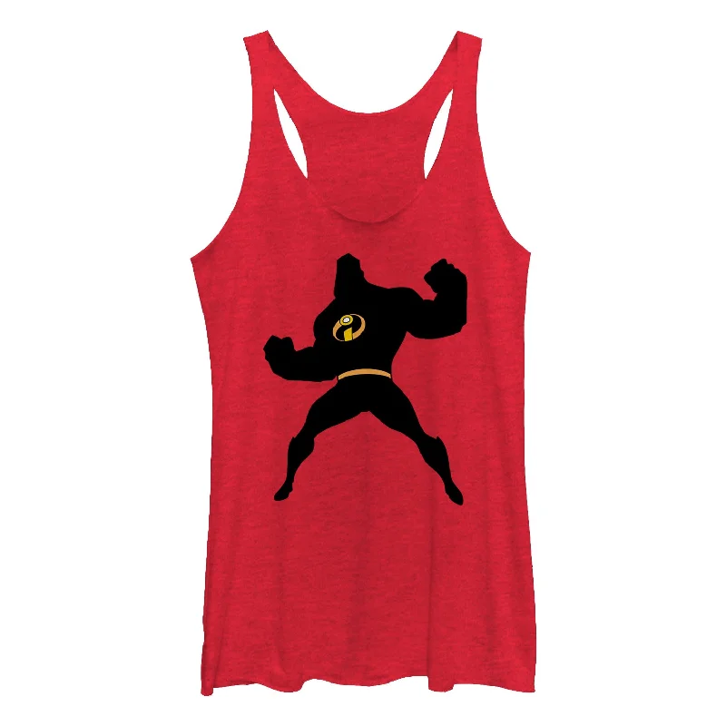 Women's The Incredibles Mr. Incredible Silhouette Racerback Tank Top cold shoulder tank