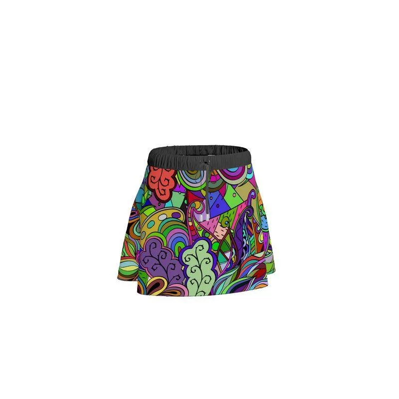 Eranas Elastic Waist Tie Mini Skirt wool skirt sturdy