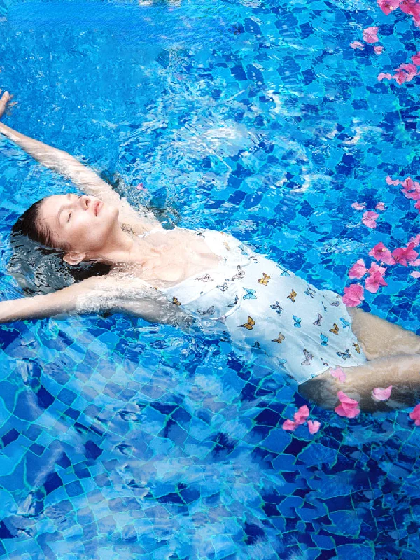 Butterfly Print One-piece Swimsuit Classic Swimsuit Design