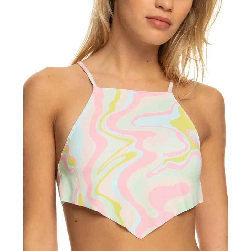 Roxy Womens Juniors Printed Cropped Tankini Swim Top Adjustable Bikini Bottoms